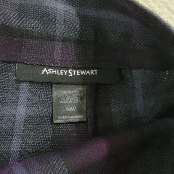 Ashley Stewart Purple Plaid skirt Ruffles peplum at Bottom Hem Size 18W - Picture 14 of 16